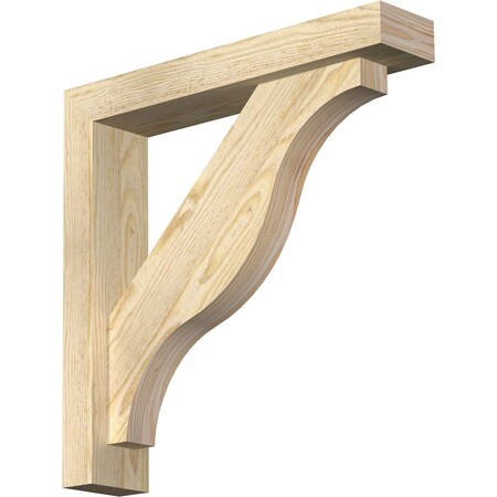 Ekena Millwork Funston Block Rough Sawn Bracket w/ Offset Brace, Douglas Fir, 4"W x 20"D x 20"H BKT0402X20X20FST05RDF